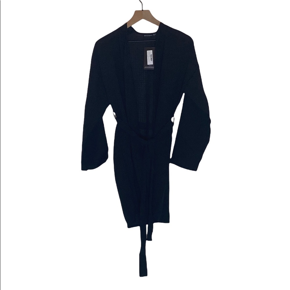 Pretty Little Thing Black Crinkle Textured Short Beach Kimono Size 2